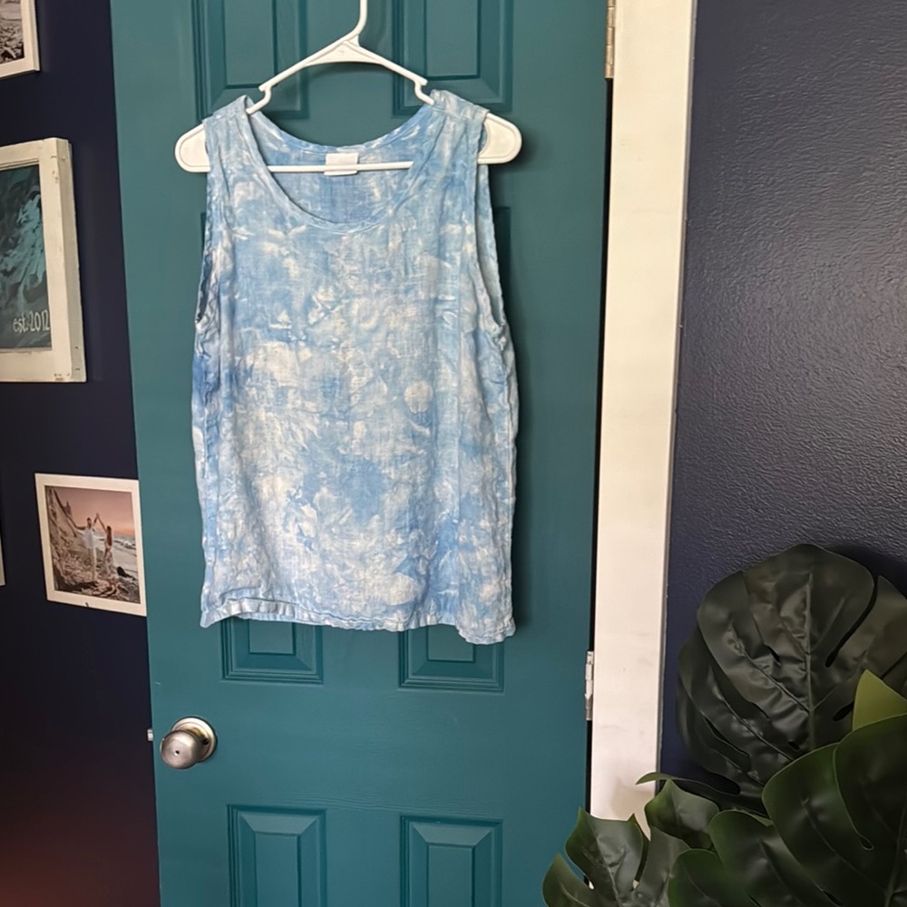 Vintage Stamp pull on linen vest - M